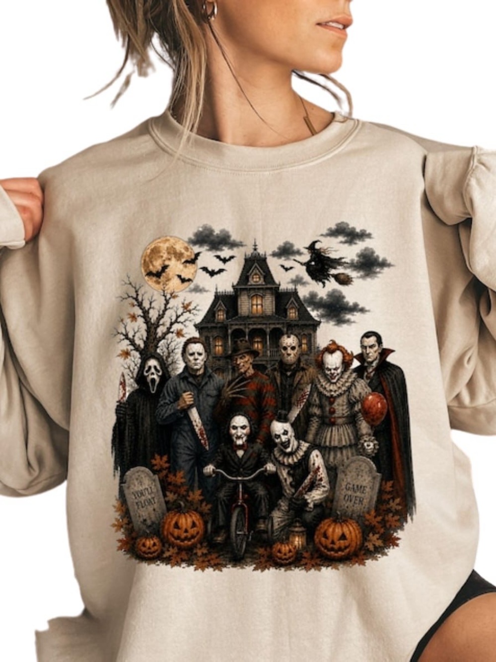 Sand Halloween Horror Villains Graphic Sweatshirt